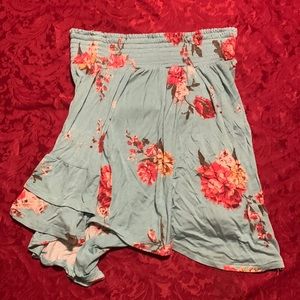 About a girl XS flower pattern turquoise skirt